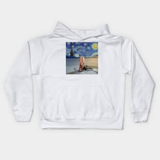 Swimming in the starry night Kids Hoodie